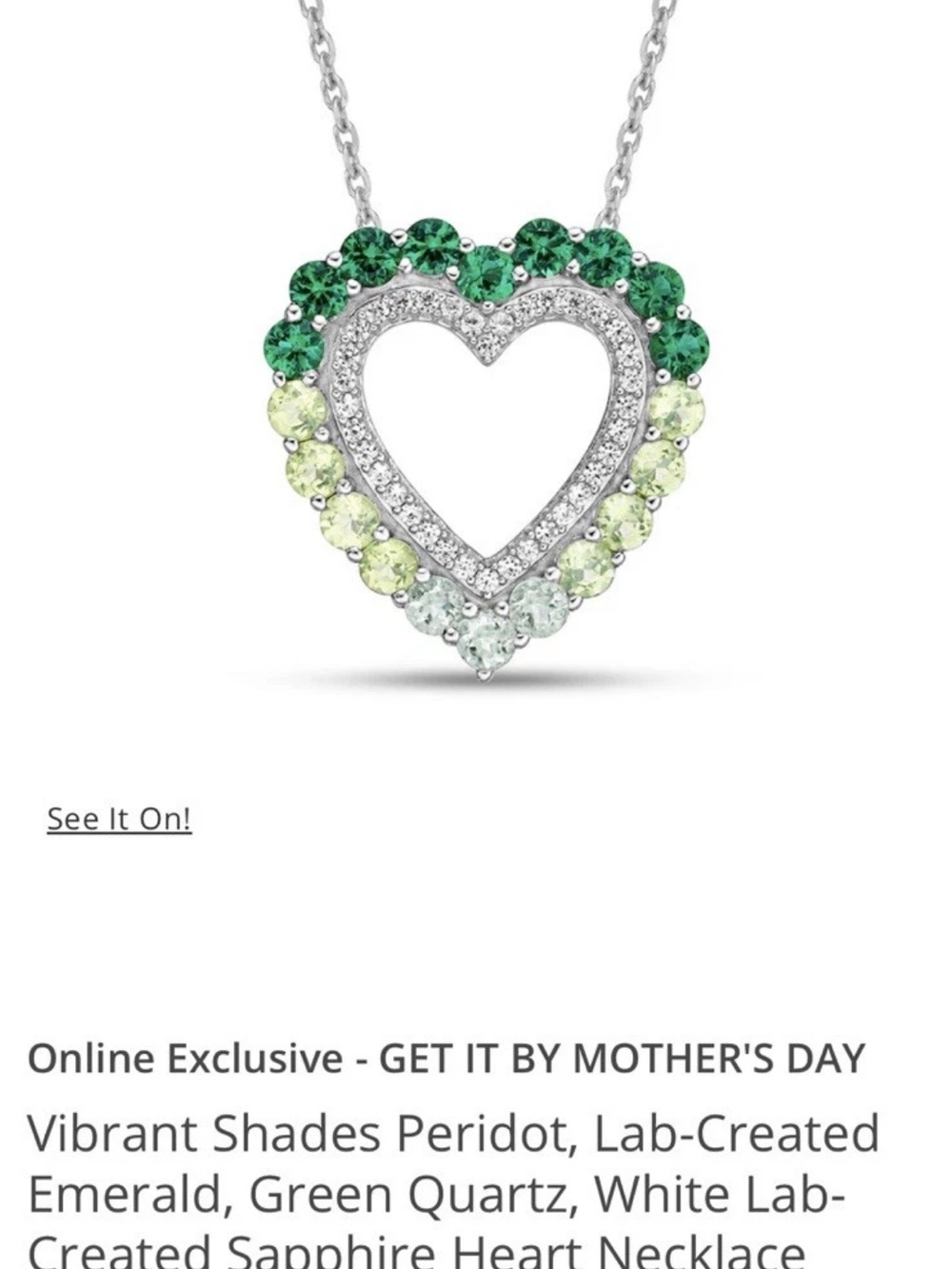 Kay Jewelers Green Gradient Heart Pendant Necklace